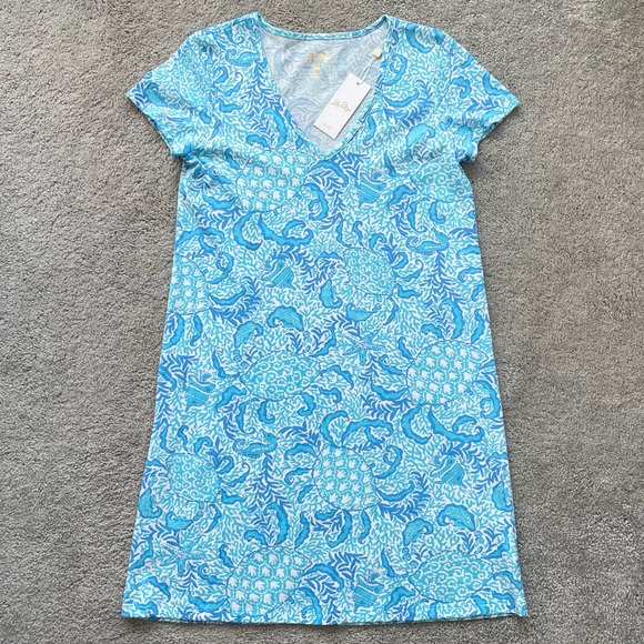 *NWT* Lilly Pulitzer Etta V-Neck Short Sleeve Dress Resort White Goombay Grooves - Picture 13 of 16
